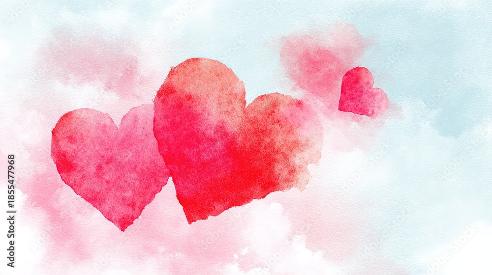 Obraz premium Watercolor Heart Elements Background 