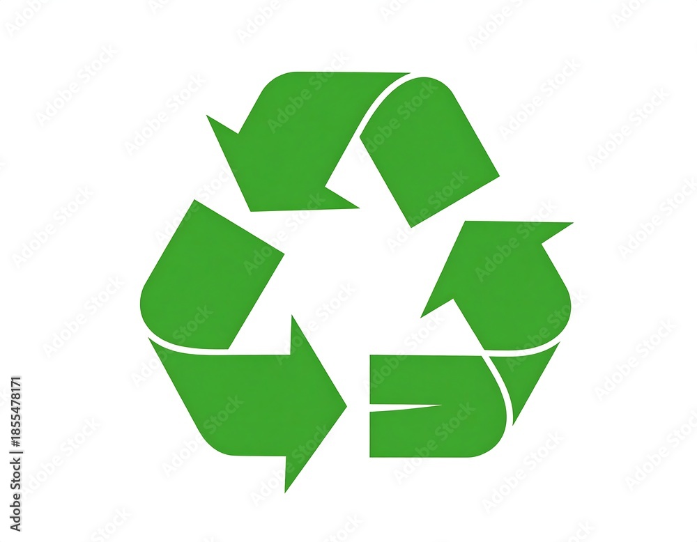 Obraz premium Graphic of a green, circular symbol with three arrows, white background