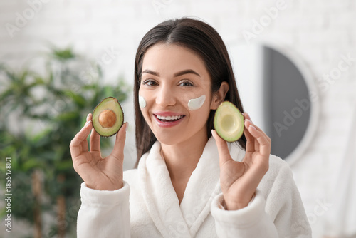Happy young woman with smea...