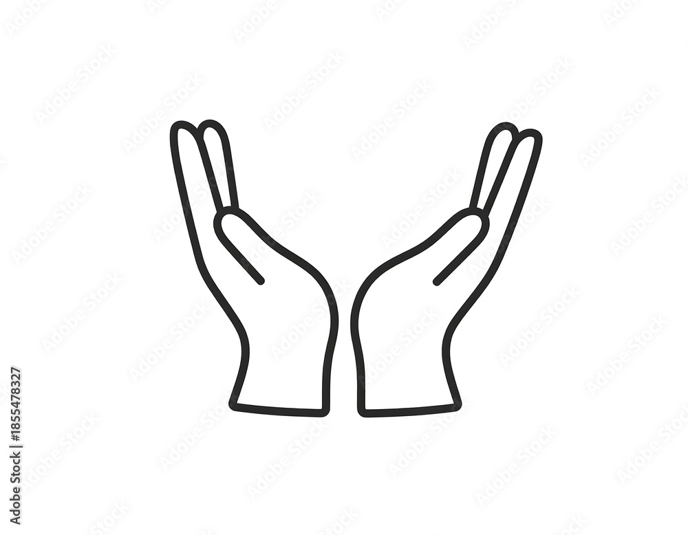 Obraz premium Line art illustration of two hands cupping upwards