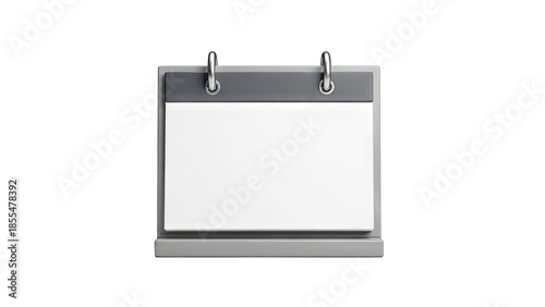 3D Blank desk calendar with silver rings on transparent background