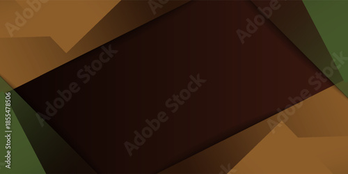 Abstract dark brown overlap green triangle shapes pattern element concept background design.