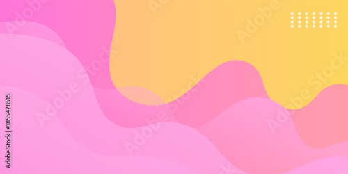 Abstract gradient yellow and pink wave background. Simple and trendy wave fluid liquid shapes pattern element concept background design. Colorful banner style. Eps10 vector