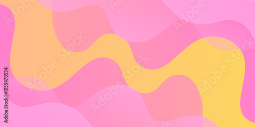 Abstract gradient yellow and pink wave background. Simple and trendy wave fluid liquid shapes pattern element concept background design. Colorful banner style. Eps10 vector