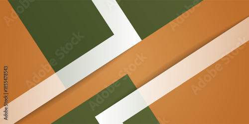 Abstract banner background with green overlap square pattern theme on brown color background element concept design. Eps10 vector