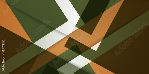 Abstract banner background with green overlap square pattern theme on brown color background element concept design. Eps10 vector