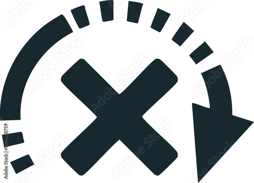 Error Icon and Arrow Indicating Cancellation or Rejection of a Process