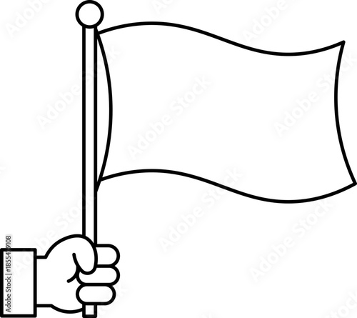 Fotografi illustration of flag bearer vector outline