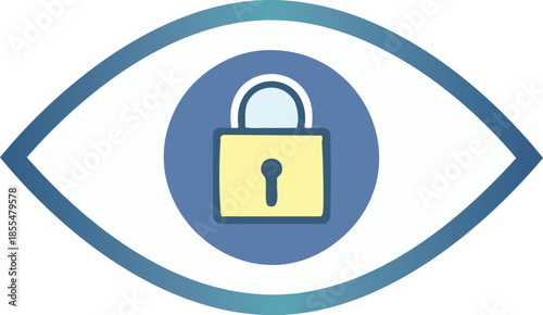Illustration of an eye symbol with a padlock inside, representing security and privacy
