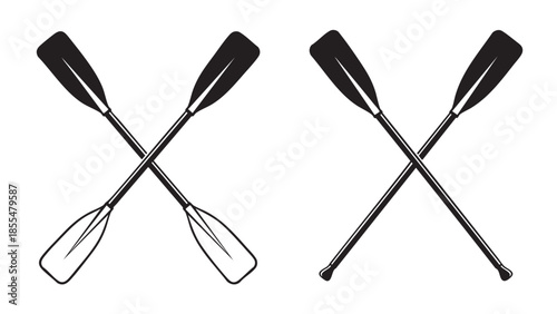 Crossed wooden oars isolated on transparent background