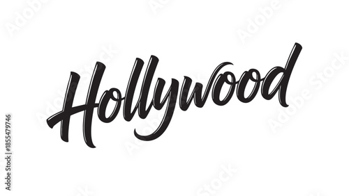 Elegant cursive hollywood text logo design isolated