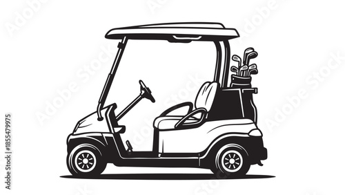 Golf cart with clubs isolated on transparent background