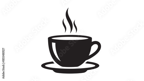 Hot coffee cup with steam isolated illustration
