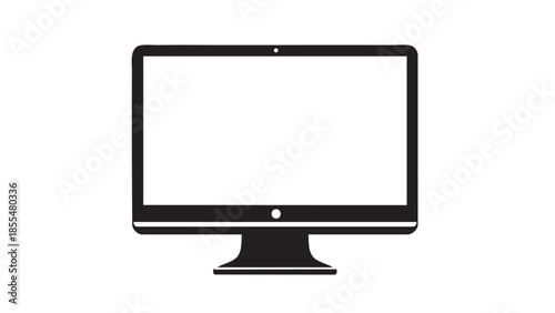 Modern computer monitor with blank screen isolated illustration