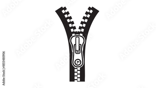 Open zipper slider with teeth isolated on transparent background