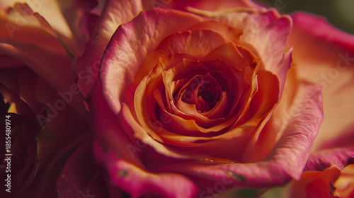 Wallpaper Mural  Stunning close-up of a rose with pink and orange petals in macro photography Torontodigital.ca