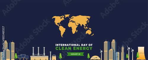 International day of clean energy flyer illustration