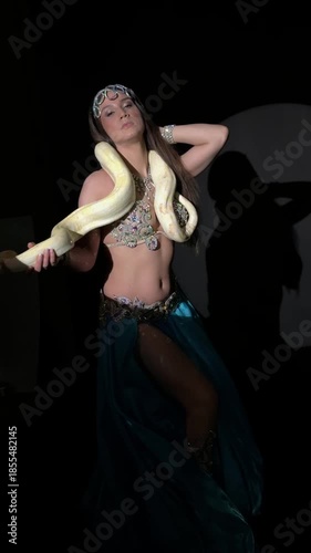 Sensual Belly Dancer with Albino Python Performance