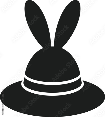 Black silhouette Easter bonnet with bunny ears and white band vector rabbit