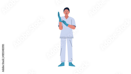 Vector illustration young man doctor