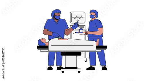 Vector illustration doctor working in operation room