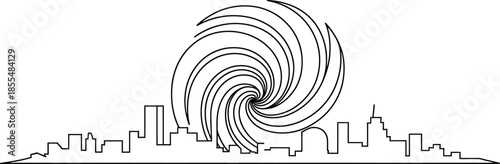 City skyline affected by tornado concept of disaster vector isolated illustration