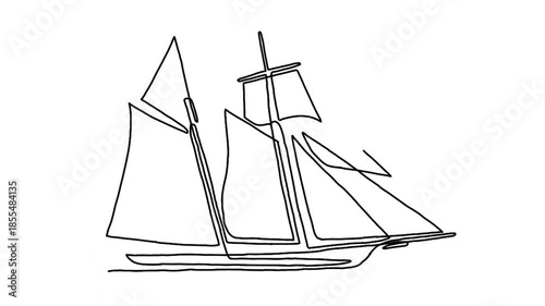 Continue line animation of sailing boat
