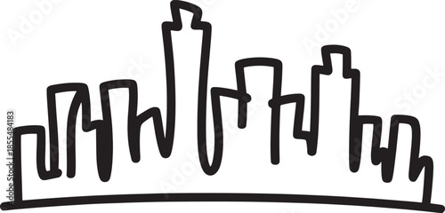 City Skyline Silhouette Illustration Isolated on Transparent Background Vector Design