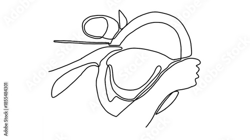 Continuous line animation of driver holds steering wheel