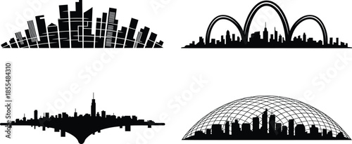 Cityscape silhouette skyline futuristic building architecture urban vector background