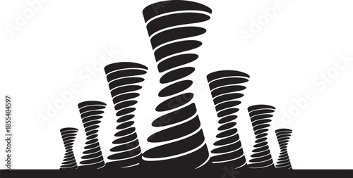 Illustration of Silhouette Tornado Collection Isolated on Transparent Background Vector