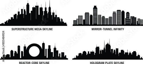 Superstructure mega skyline urban architecture futuristic cityscapes building vector