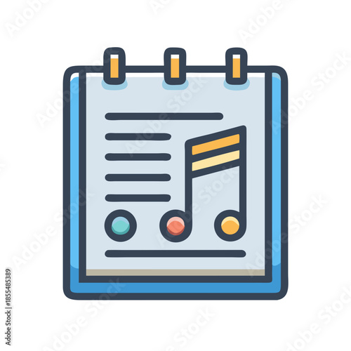 Music sheet with note symbol on black background