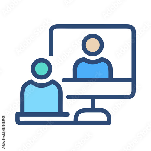 Online meeting illustration depicting communication and collaboration technology