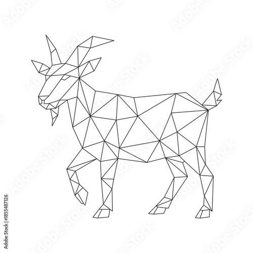 Polygonal line art of goat vector