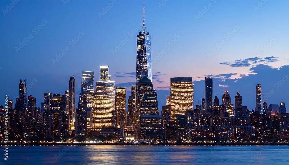 Obraz premium Nighttime skyline of New York City illuminating the urban landscape magnificently