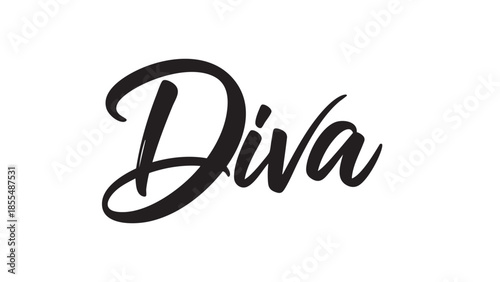 Elegant cursive diva signature logo design isolated