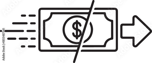  Money flying away with a prohibition sign on a