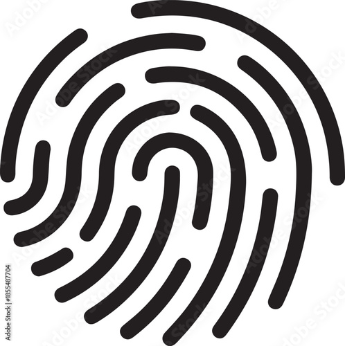 Black fingerprint icon isolated on for identification purposes