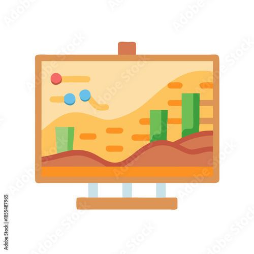 Stylized presentation chart on stand displaying business performance data