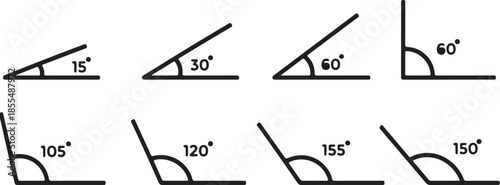 Seven angle degree icons on for design