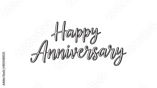 Elegant happy anniversary calligraphy text in cursive font