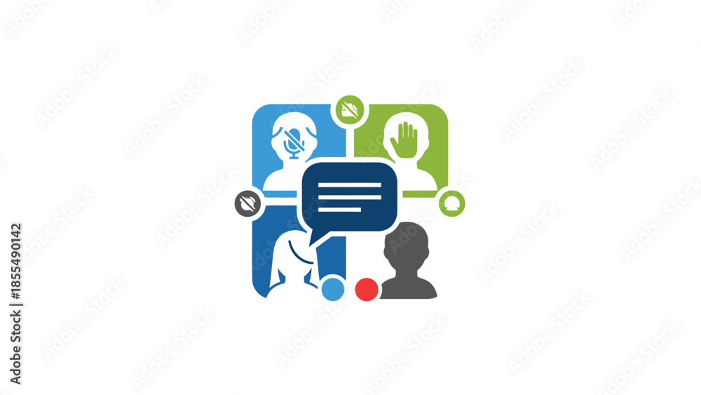 Fototapeta premium Diverse group of people engaged in online communication and collaboration.