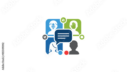 Diverse group of people engaged in online communication and collaboration.