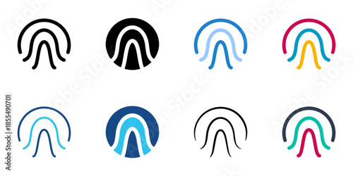 Fingerprint icons set multiple style collection. Editable stroke 
