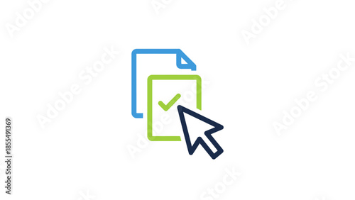 Digital Checklist Icon with Cursor Pointer and Check Mark.
