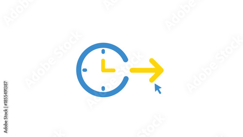 Clock with Arrow and Cursor Icon Representing Time Management and Progress.