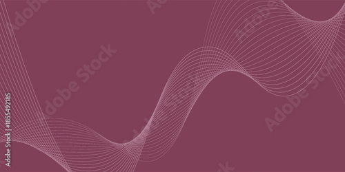 Abstract background with lines and waves. Web banner size. Element for design isolated. Vector background for brochure, booklet, flyer, poster. Pink gradient
