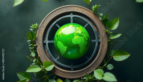 Environment target of green sustainability, symbolizing eco-friendly and conservation themes. High quality