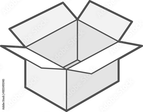 開いた空の段ボール箱のアイコン